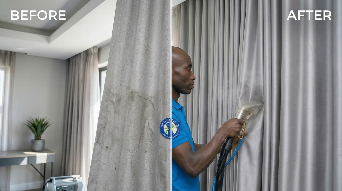 Before Heavy Drapes Transformation